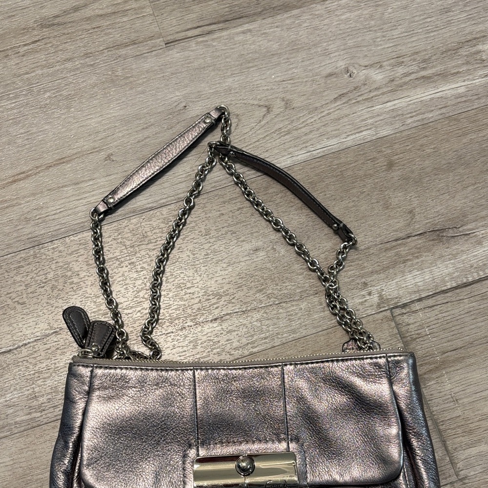 Coach Metallic Silver Side body Bag - Picture 6 of 9